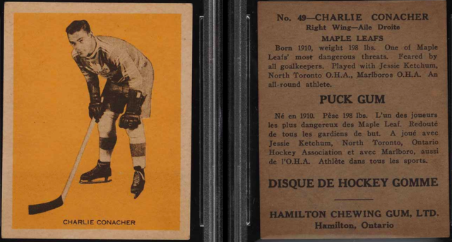 Charlie Conacher Hockey Card 1933 Hamilton Gum No.49