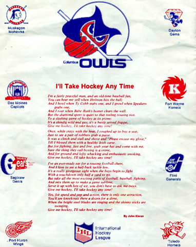 Hockey Poem - I'll Take Hockey Any Time 1970s