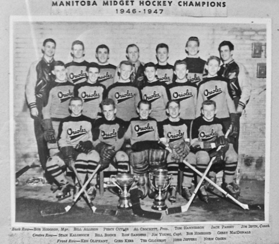 Winnipeg West End Orioles 1947 Manitoba Midget Hockey Champions