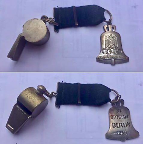 Antique Referee Field Hockey Whistle from 1936 Winter Olympics in Berlin