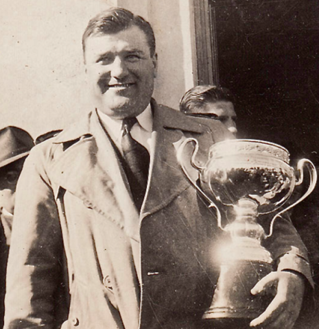 Art Lesieur with the 1940 Calder Cup won by the Providence Reds
