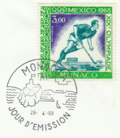 Monaco Field Hockey Stamp 1968 Summer Olympics