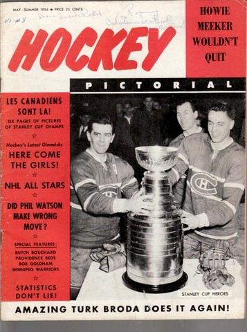 Ice Hockey Mag 1956  Hockey Pictorial  Stanley Cup cover