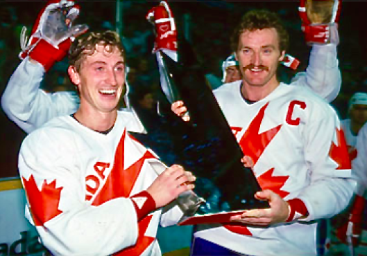 Wayne Gretzky and Larry Robinson with 1984 Canada Cup