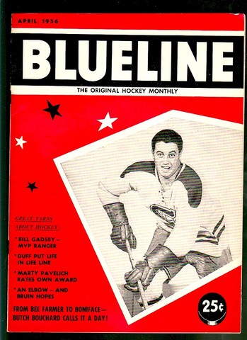 Ice Hockey Mag 1956  Blueline  Jean Beliveau cover