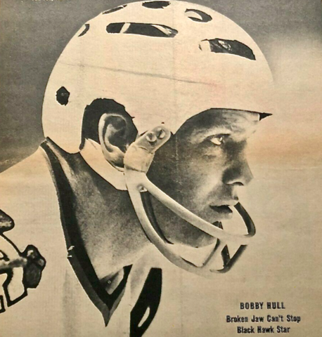 Bobby Hull Broken Jaw 1969 The Sporting News - Hockey Helmet History