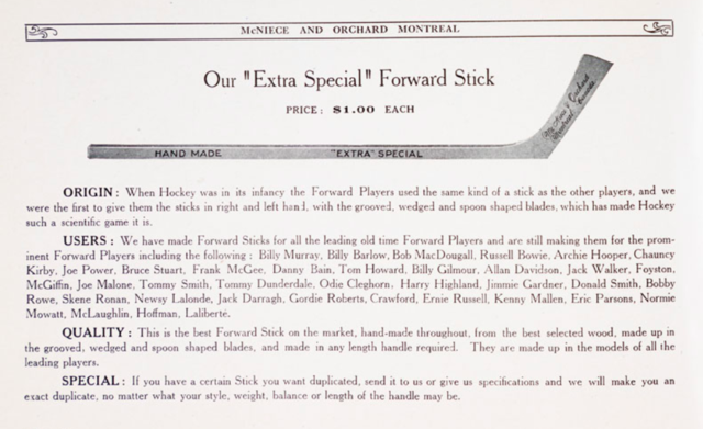 McNiece and Orchard Hockey Stick Ad 1914 McNiece & Orchard Ltd