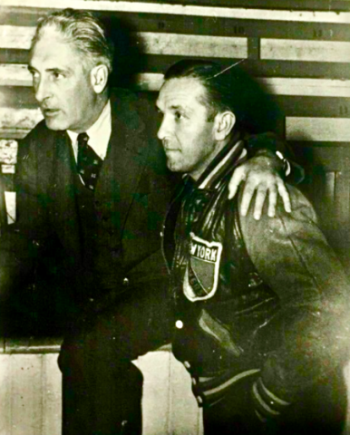 New York Rangers manager Lester Patrick and Frank Boucher coach 1940