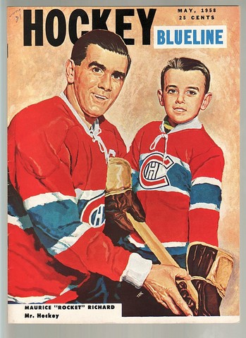 Ice Hockey Mag 1958  Hockey Blueline  Maurice Richard cover