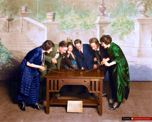 Hockette Table Hockey Game 1920s - Colorized by @CanadianColour