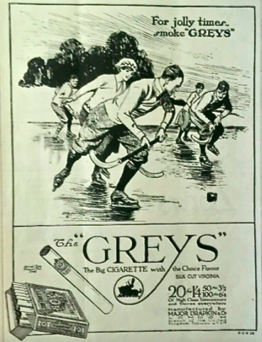 Greys Cigarette Hockey Ad 1919