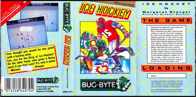 BUG-BYTE Ice Hockey Video Game 1986