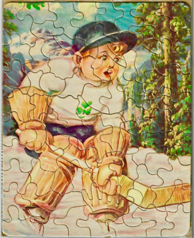 Hockey Puzzle - Goaltender Ice Hockey Jigsaw Puzzle 1950s