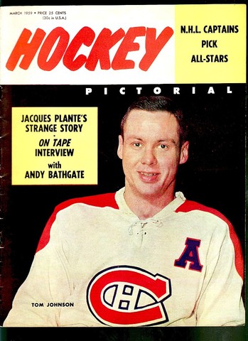Ice Hockey Mag 1959  Hockey Pictorial Tom Johnson cover