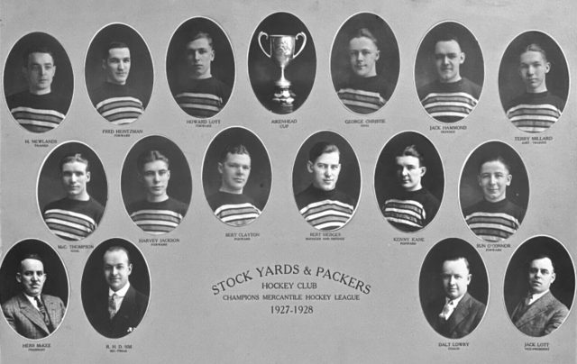 Stock Yards & Packers Hockey Club 1928 Mercantile Hockey League - Aikenhead Cup