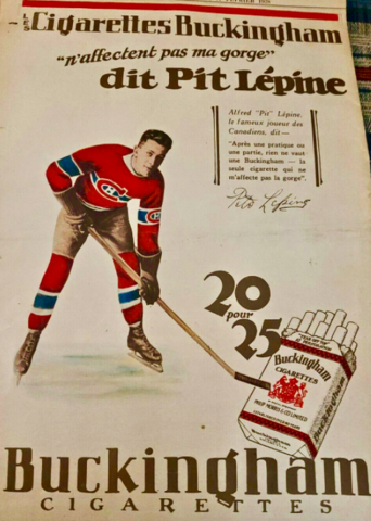 Alfred "Pit" Lepine Montreal Canadiens Buckingham Cigarettes Ad 1928