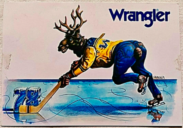 Vintage Wrangler Jeans Hockey Moose Sticker 1978