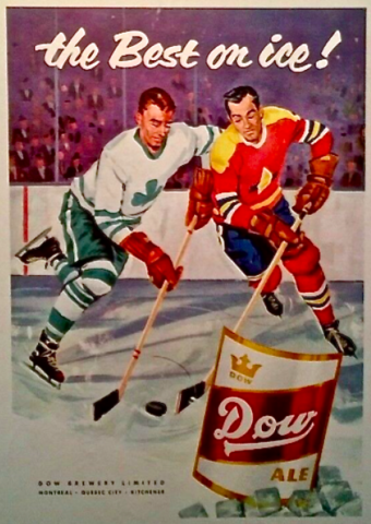 Dow Beer Ad for Hockey 1956 Dow Ale - Beire Dow
