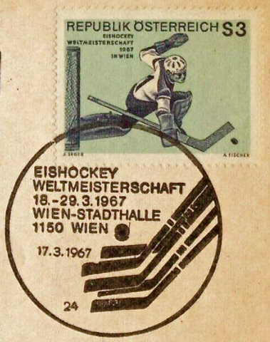 Ice Hockey Stamp for 1967 World Ice Hockey Championships in Austria