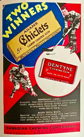 Hockey Chiclets 1932 Dentyne Chewing Gum / Adams Chiclets Ad