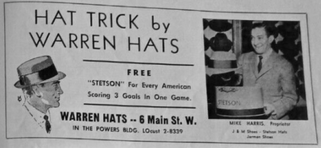 Free Stetson Hat - History of the Hat Trick in Hockey 1959