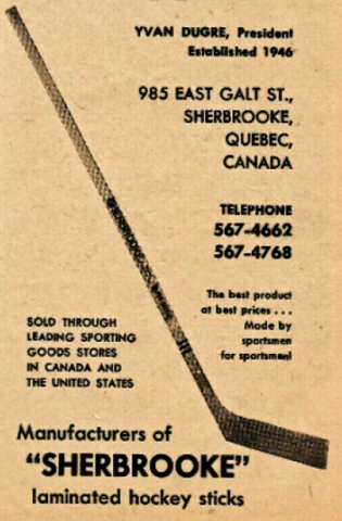Sherbrooke Hockey Stick Ad 1963