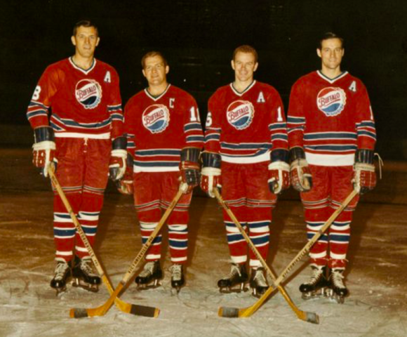 Buffalo Bisons - Ron Atwell, Gerry Ouellette, Terry Crisp, Billy Knibbs 1970