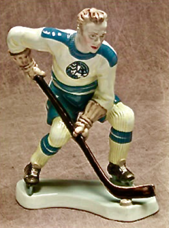 Royal Dux Hockey Player - Porcelain Hockey Figurine - TJ Stadion Teplice Hokej