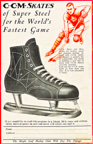 CCM Hockey Skates ad 1930 C.C.M. Skates
