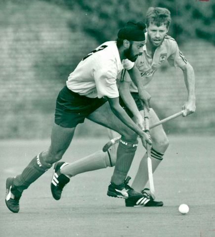 Amarjit Degun on the attack, while Colin Batch looks to defend - 1989