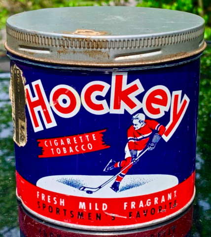 Trans-Canada Tobacco Company Hockey Tin 1947 - English Side of Can