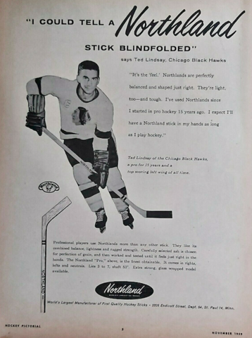 Vintage Northland Hockey Stick Ad 1959