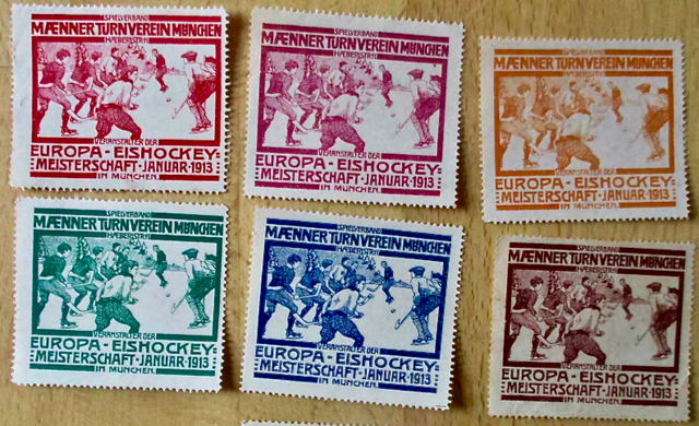 Antique Hockey Stamps 1913 Männer Turnverein München / MTV Munich EisHockey