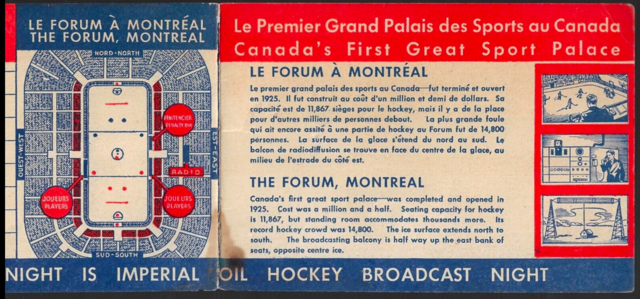 The Forum, Montreal Hockey History 1937 Le Forum de Montréal Histoire du Hockey