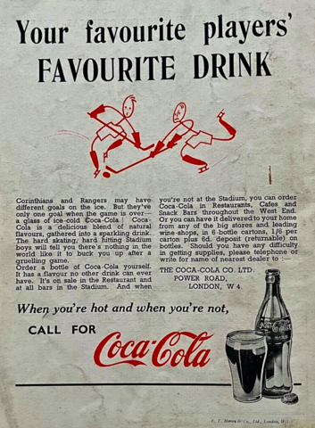 Antique Coca Cola Ad 1936 Earls Court Rangers at Empress Stadium