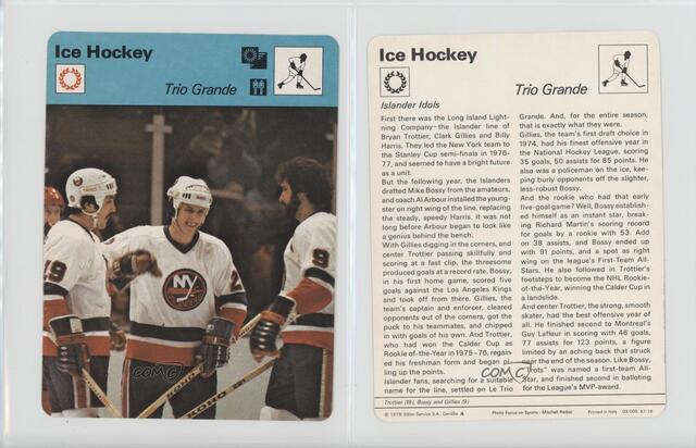 The Trio Grande - Trottier, Bossy, Gillies of New York Islanders 1979