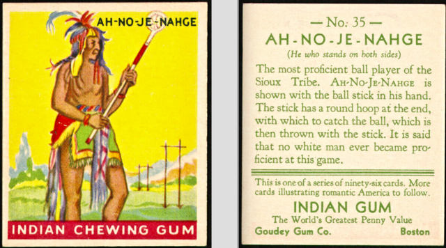 Lacrosse Card 1933 AH-NO-JE-NAHGE Indian Chewing Gum