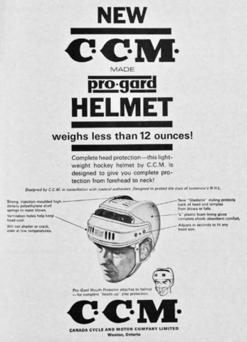 CCM Hockey Helmet Ad 1964 CCM Pro-Gard Helmet