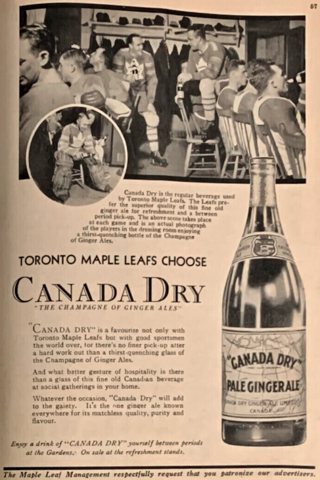 Toronto Maple Leafs Choose Canada Dry "The Champagne of Ginger Ales" 1936 