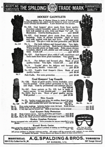 Spalding Hockey Gloves Ad 1923 Spalding Hockey Gauntlets