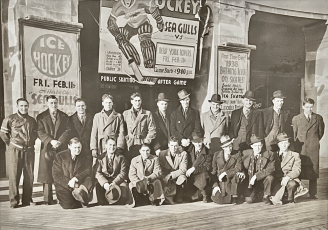 Hockey Fashions 1938 New York Rovers in front of Atlantic City Convention Hall