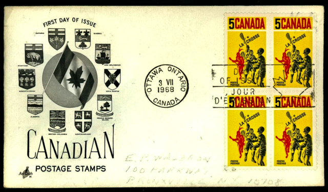 Canada Lacrosse Stamps 1968 First Day of Issue