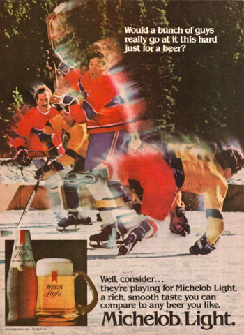Hockey Beers - Michelob Light Beer 1982 Beer League Hockey
