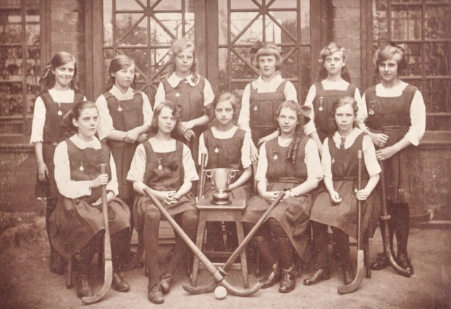 Antique Field Hockey 1910 circa English School Girls Field Hockey Champions