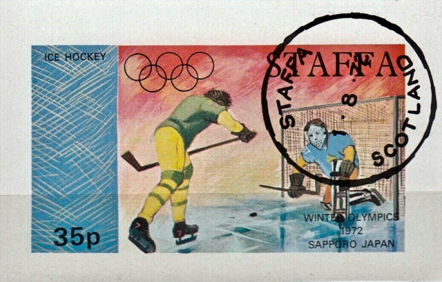 Scotland Staffa 35p Sheetlet 1972 Ice Hockey at Winter Olympics Sapporo, Japan