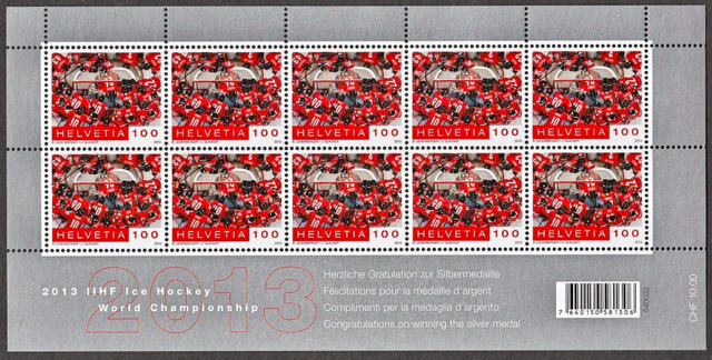Hockey Stamps 2013 Switzerland Stamps for IIHF Ice Hockey World Championships