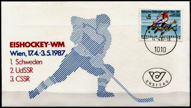 1987 Ice Hockey World Championships First Day Cover with results