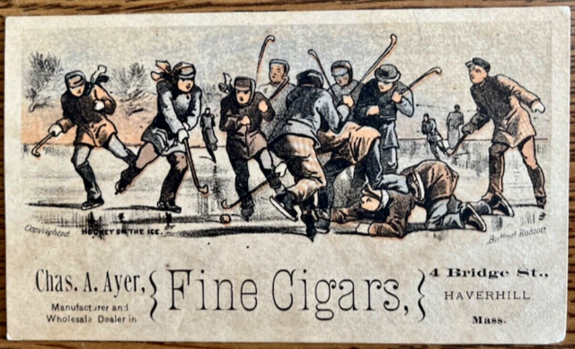 Antique Hockey Card - circa 1879 Chas. A. Ayer Fine Cigars