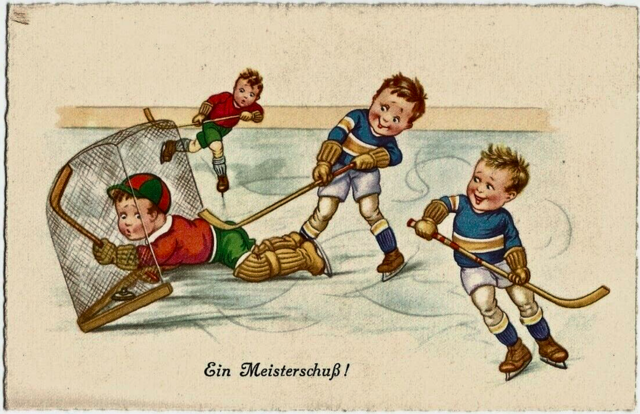 Antique Hockey Postcard 1930s Ein MeisterschuB