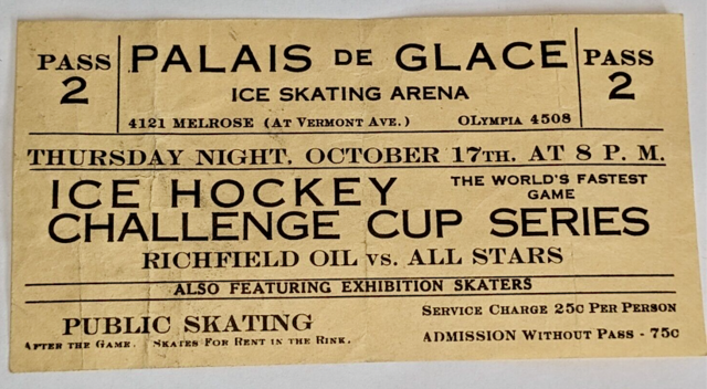 Antique Ice Hockey Ticket 1925 Palais de Glace Ice Skating Arena